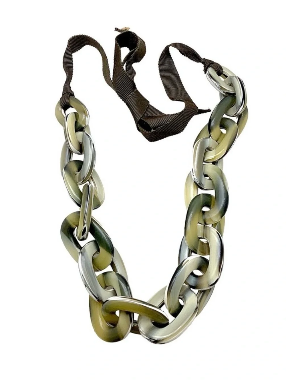 J. Crew Ribbon Tie Acrylic Chain Link Statement Necklace